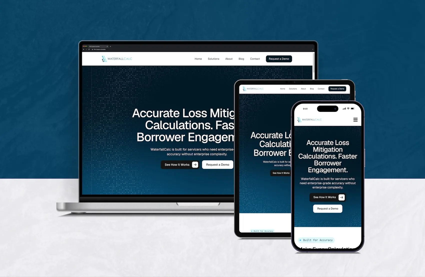 Website we built for WaterfallCalc